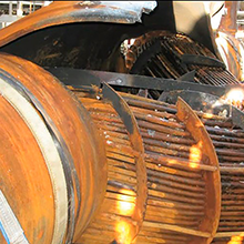 Ruptured heat exchanger (Courtesy of the U.S. Chemical Safety Board)